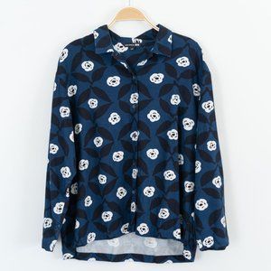 Marimekko Blue and White Button Down Shirt